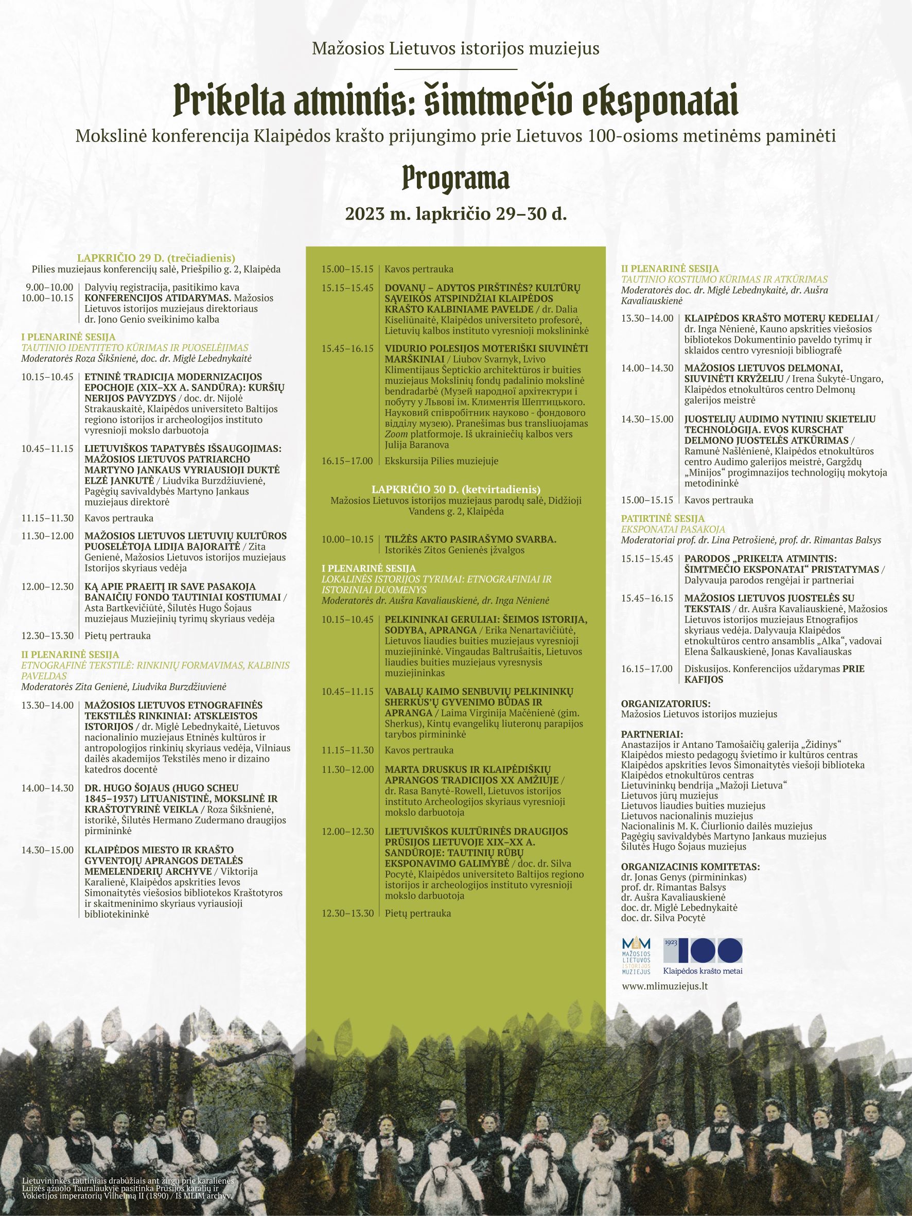 Konferencijos PRIKELTA ATMINTIS plakatas (programa) 2023