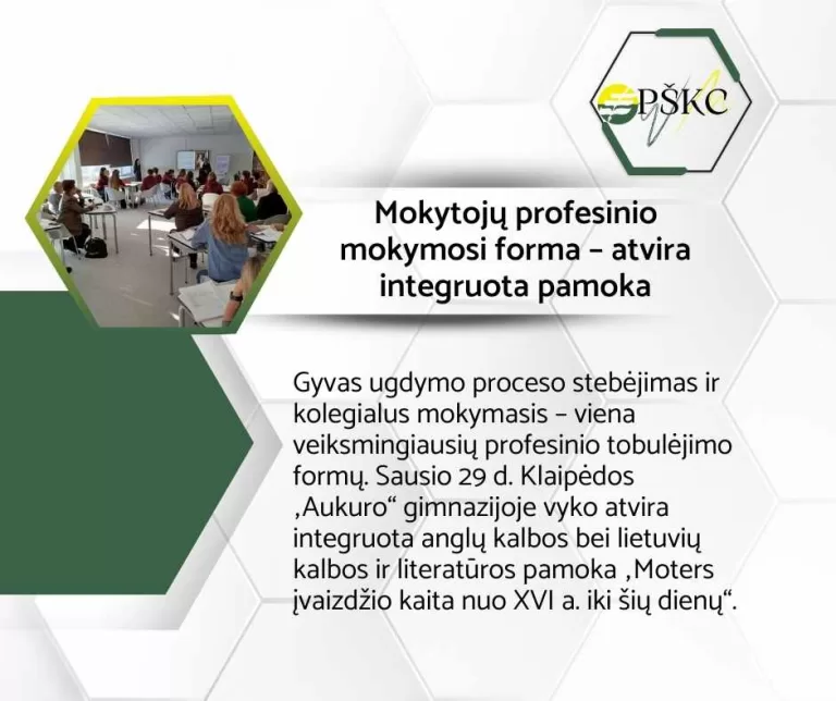 Mokytojų profesinio mokymosi forma – atvira integruota pamoka