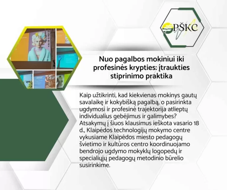 Nuo pagalbos mokiniui iki profesinės krypties: įtraukties stiprinimo praktika