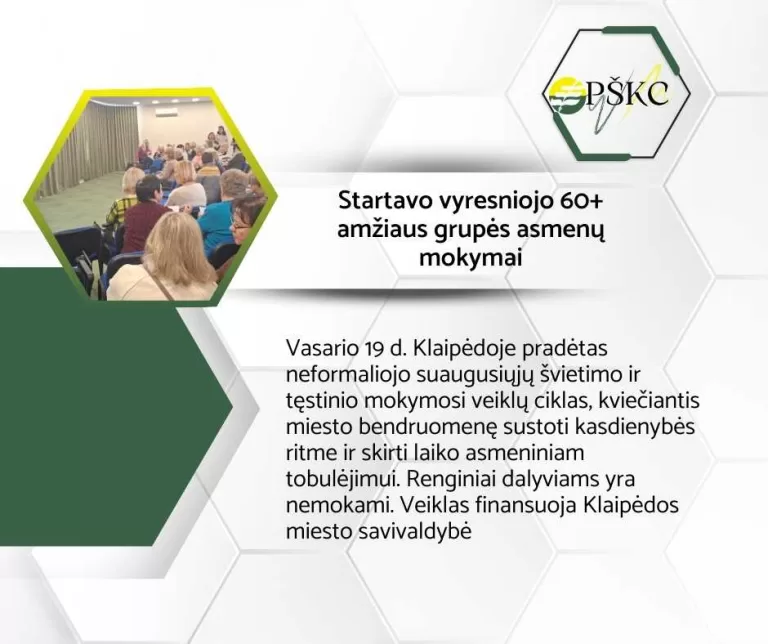 Startavo vyresniojo 60+ amžiaus grupės asmenų mokymai