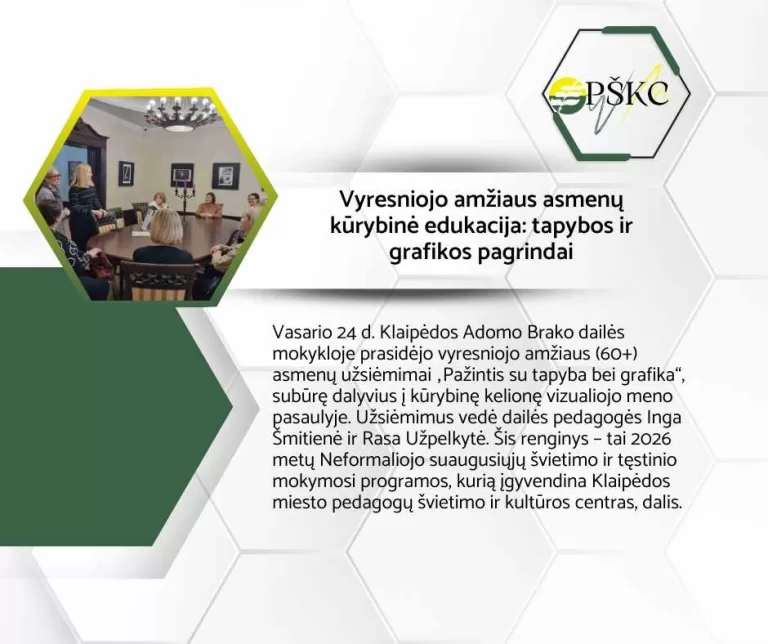 Vyresniojo amžiaus asmenų kūrybinė edukacija: tapybos ir grafikos pagrindai