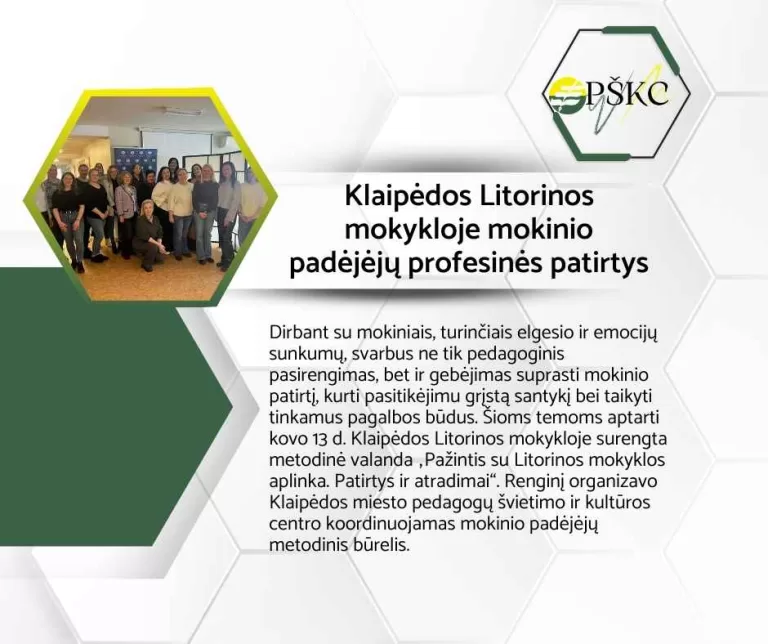 Klaipėdos Litorinos mokykloje mokinio padėjėjų profesinės patirtys