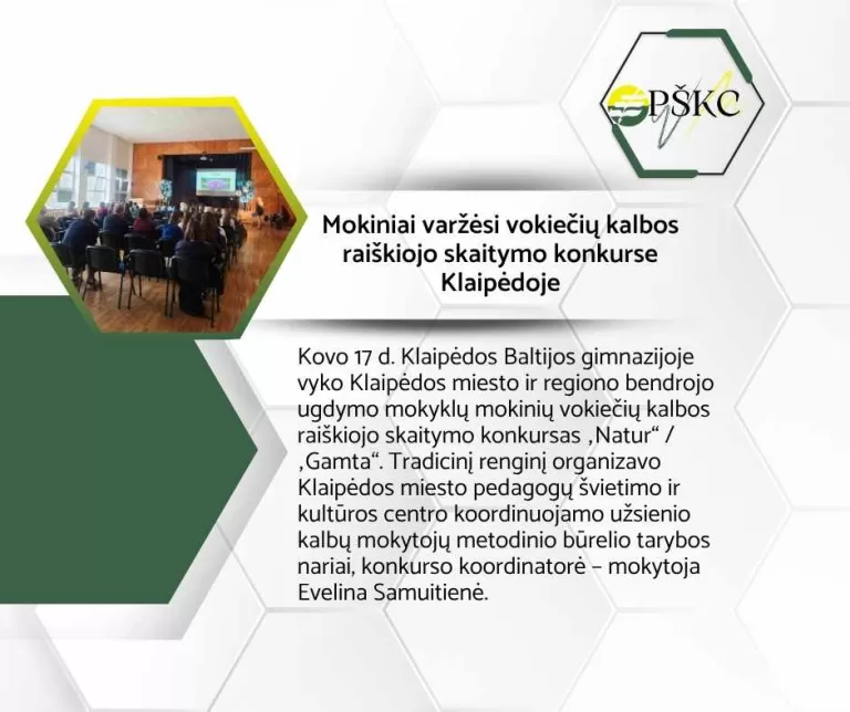 Mokiniai varžėsi vokiečių kalbos raiškiojo skaitymo konkurse Klaipėdoje