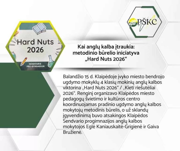 Kai anglų kalba įtraukia: metodinio būrelio iniciatyva „Hard Nuts 2026“