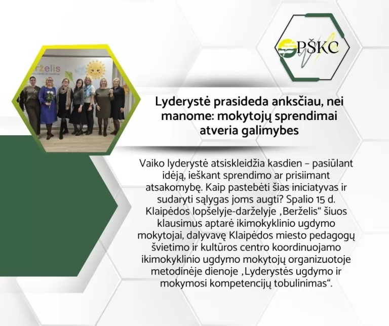 Lyderystė prasideda anksčiau, nei manome: mokytojų sprendimai atveria galimybes